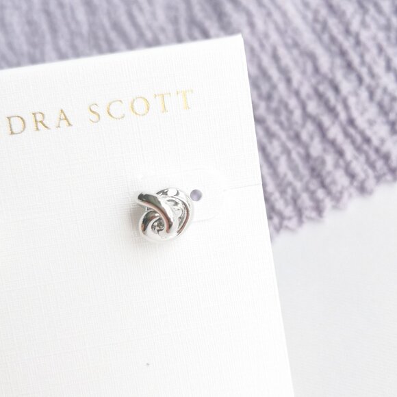 Kendra Scott Presleigh love Knot Bright Silver Stud Earrings - Picture 2 of 3